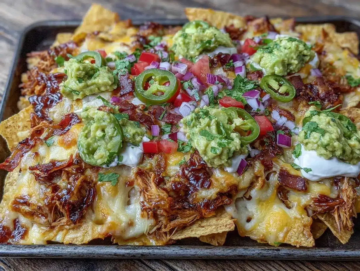 sheet pan bbq chicken nachos preparation steps