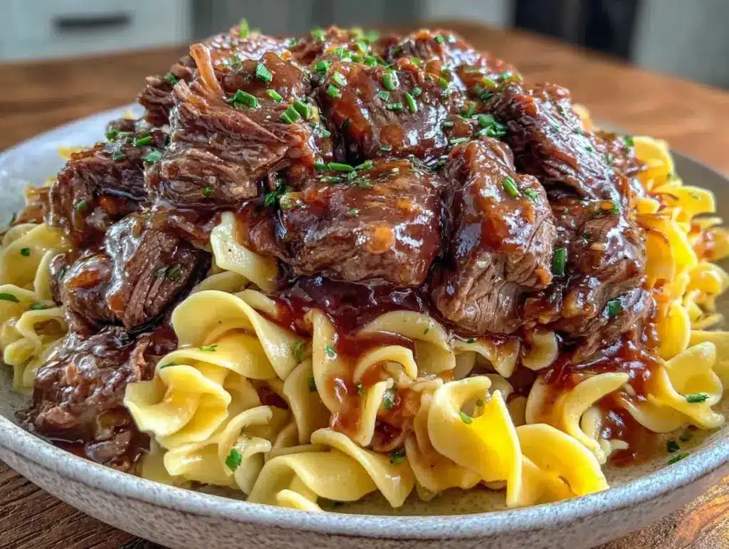 slow cooker beef and noodles - featured image