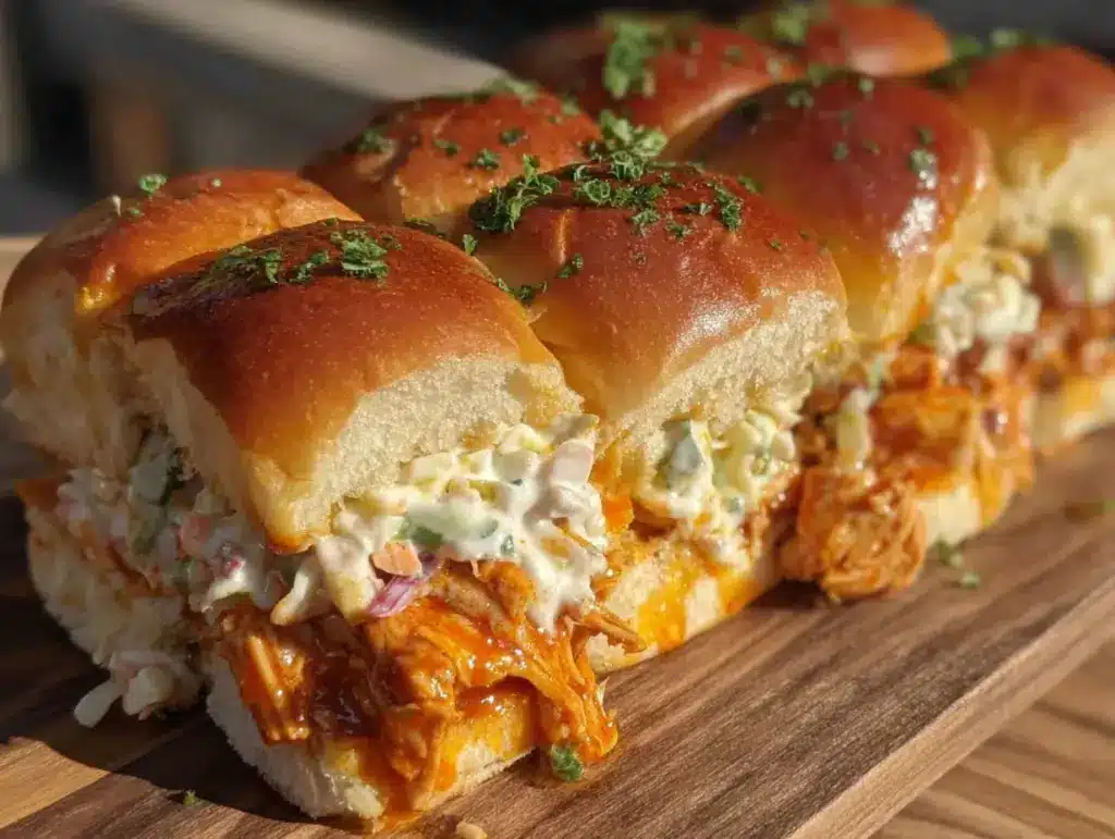 spicy crockpot buffalo chicken sliders - featured image