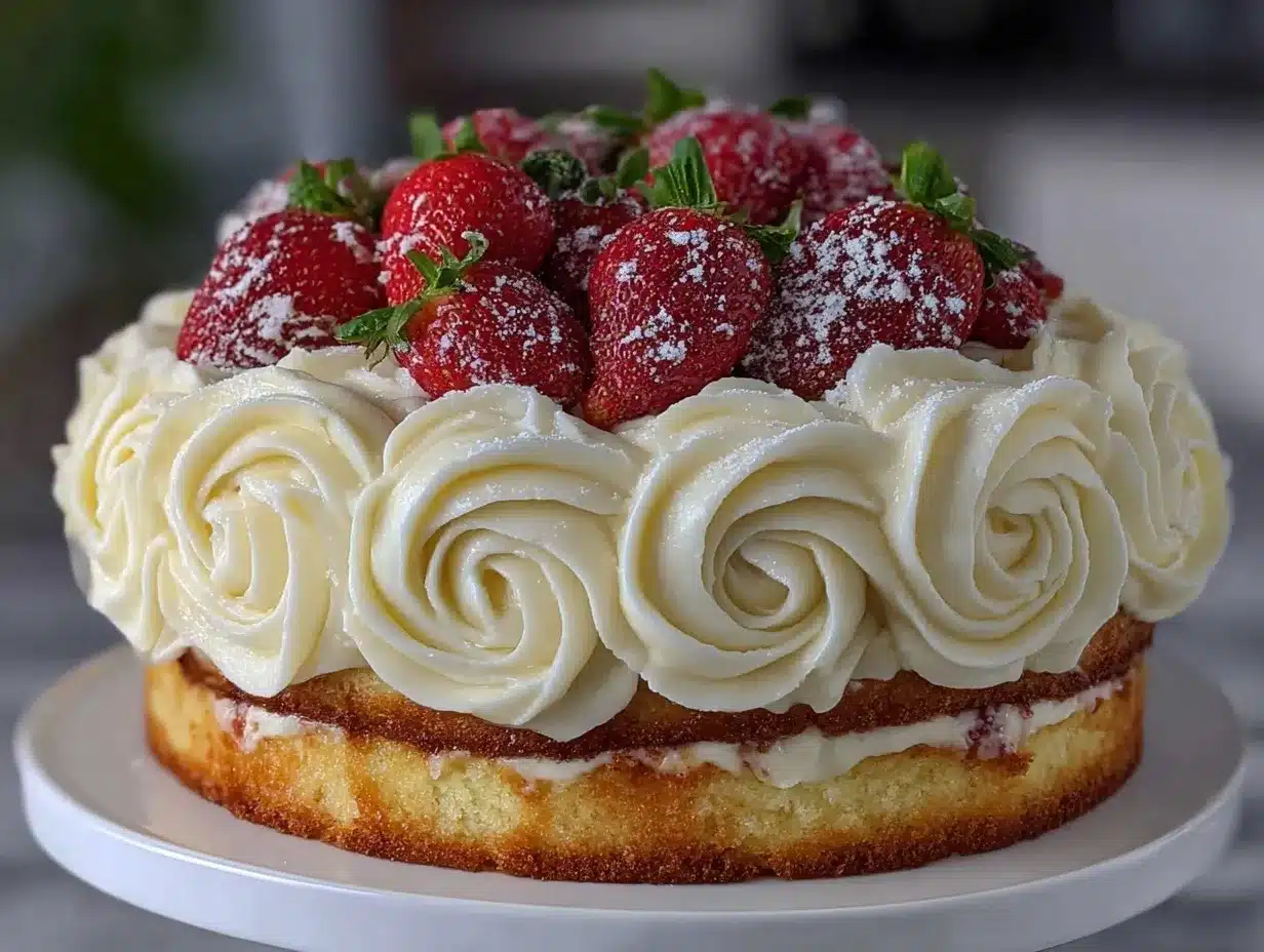 strawberry rose champagne cake preparation steps