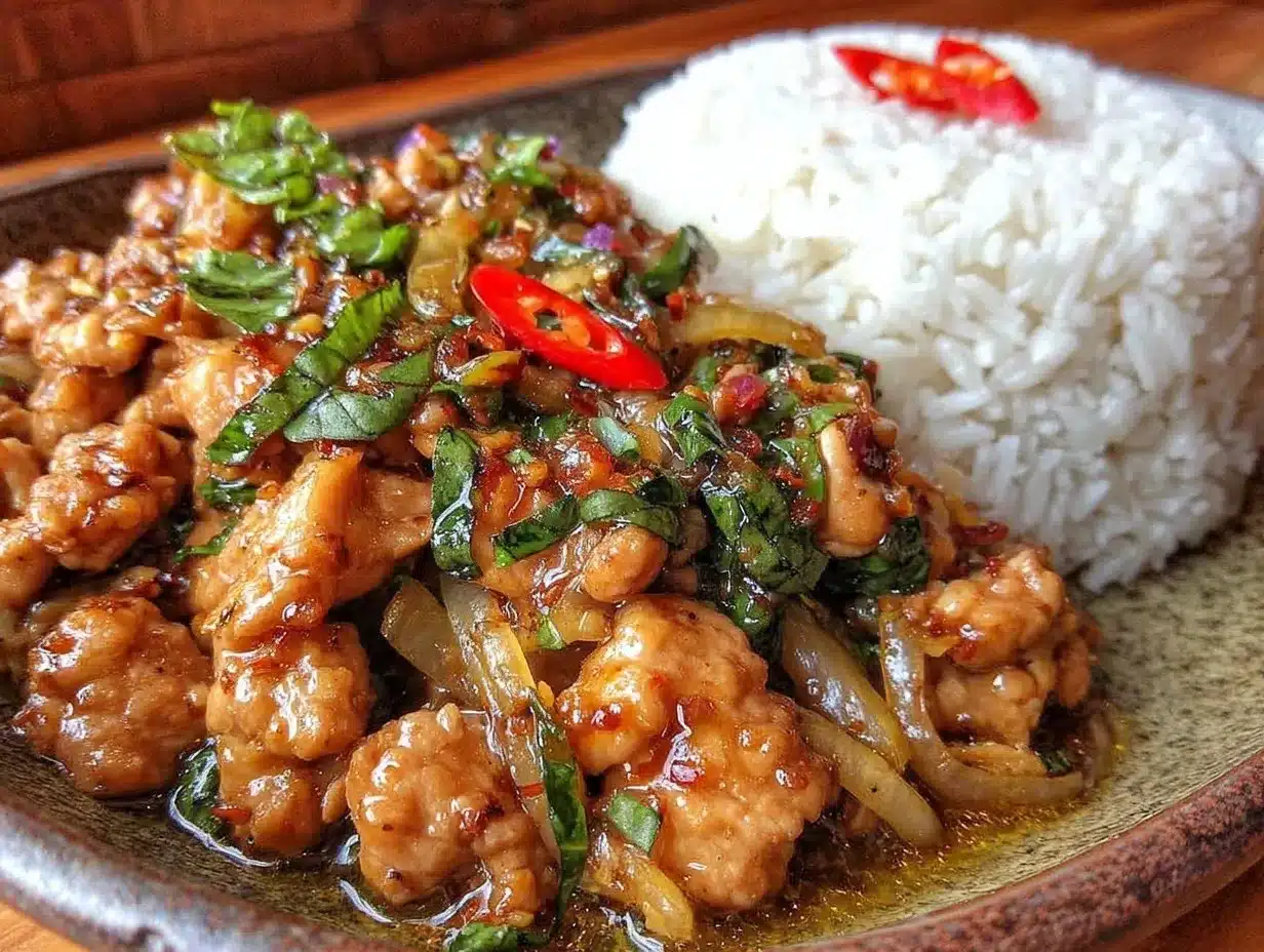 thai basil chicken stir-fry preparation steps