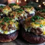 cheesy sausage stuffed mushrooms - featured image