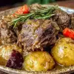 cozy crockpot beef and potato stew - featured image