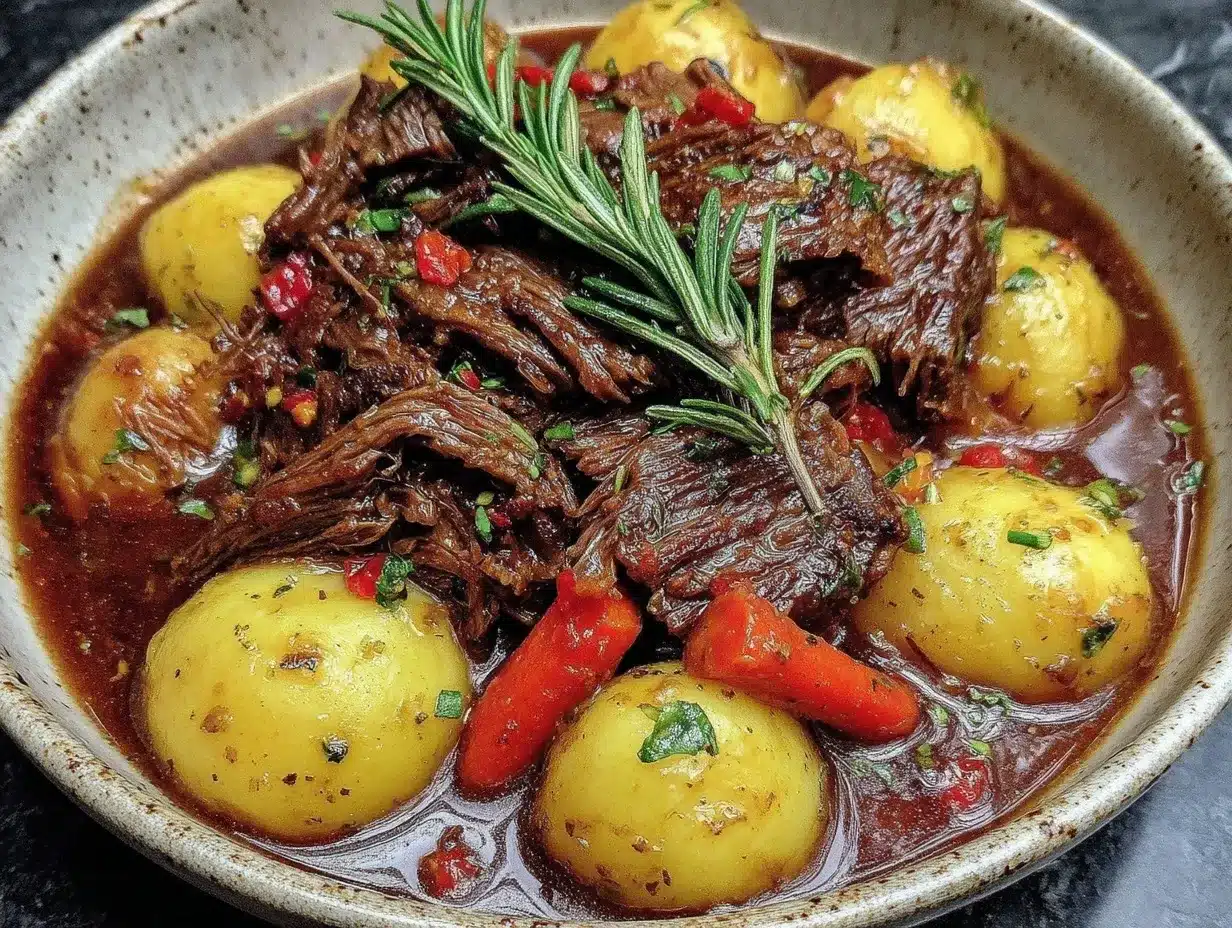 cozy crockpot beef and potato stew preparation steps