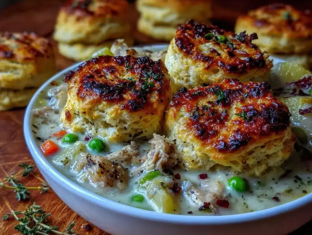 cozy crockpot chicken pot pie soup - featured image
