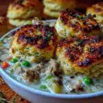 cozy crockpot chicken pot pie soup - featured image