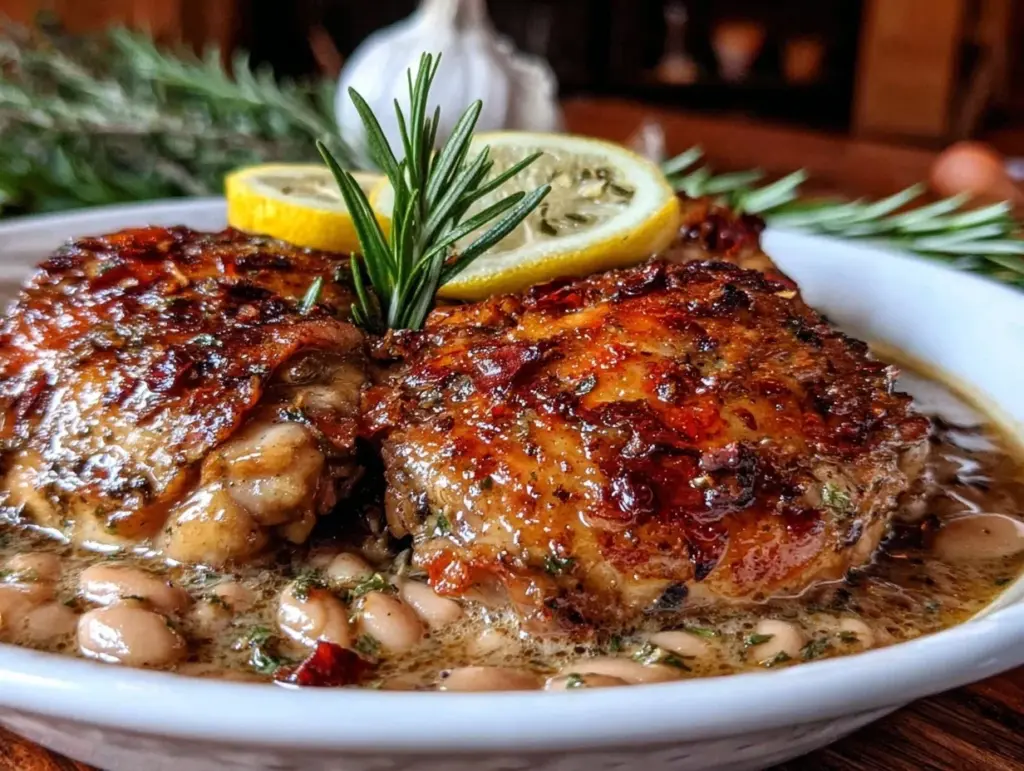 Cozy Crockpot Tuscan White Bean Chicken Thighs - featured image