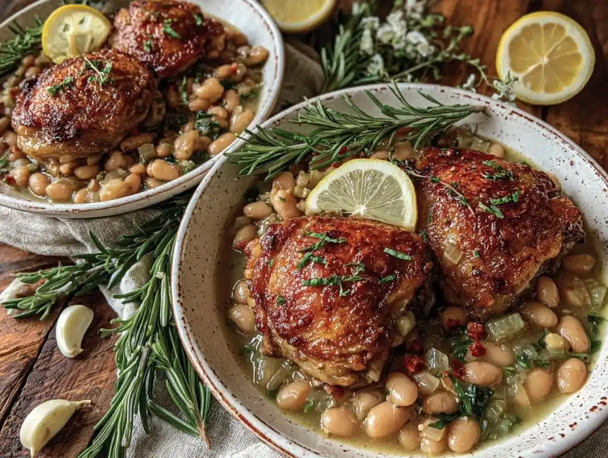 Cozy Crockpot Tuscan White Bean Chicken Thighs preparation steps