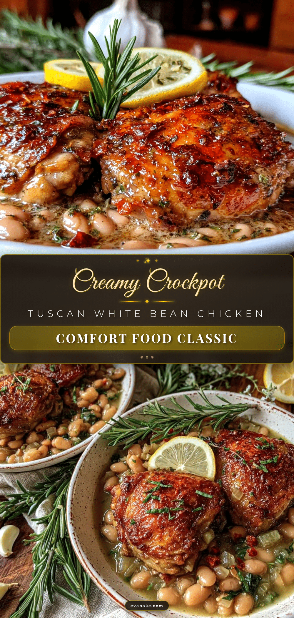 Cozy Crockpot Tuscan White Bean Chicken Thighs recipe
