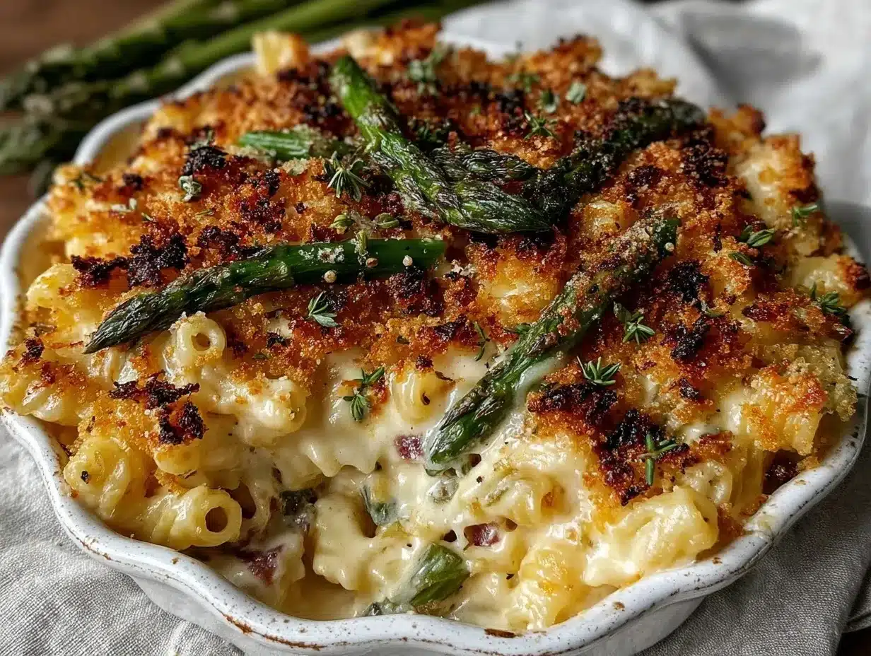 creamy asparagus and ham pasta bake preparation steps