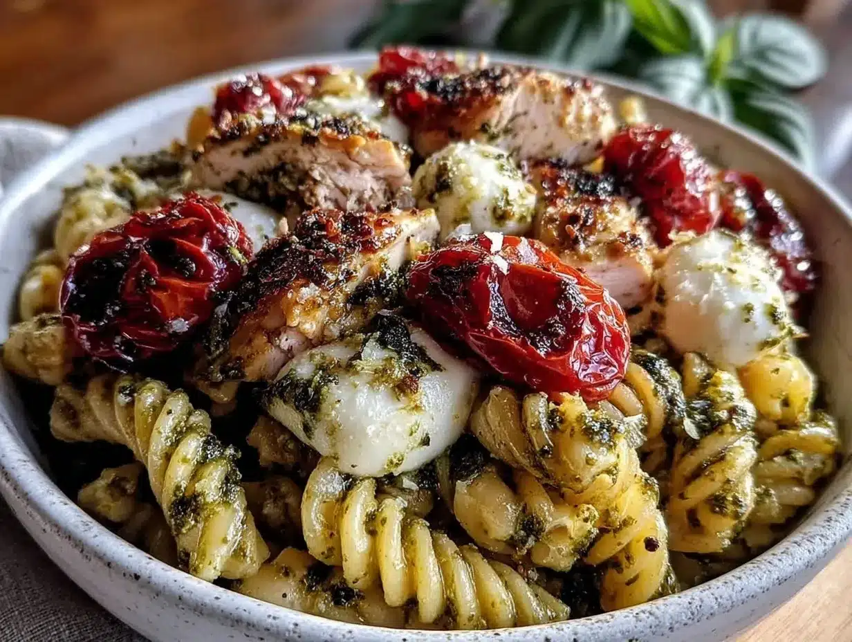 creamy baked pesto chicken pasta preparation steps