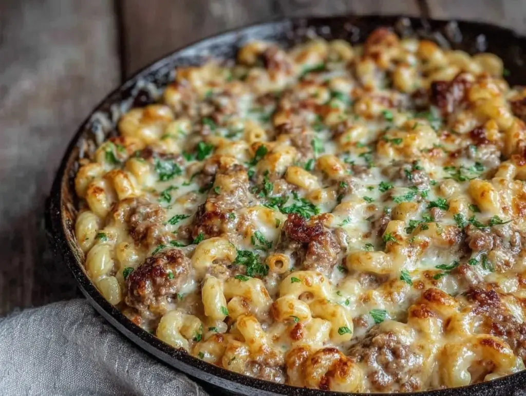 creamy cheesy hamburger helper skillet - featured image