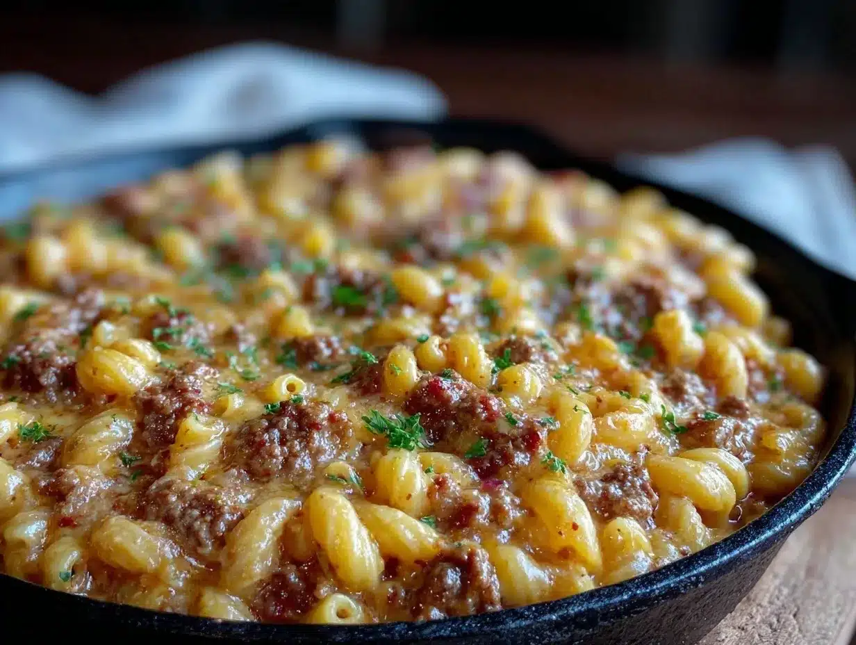 creamy cheesy hamburger helper skillet preparation steps