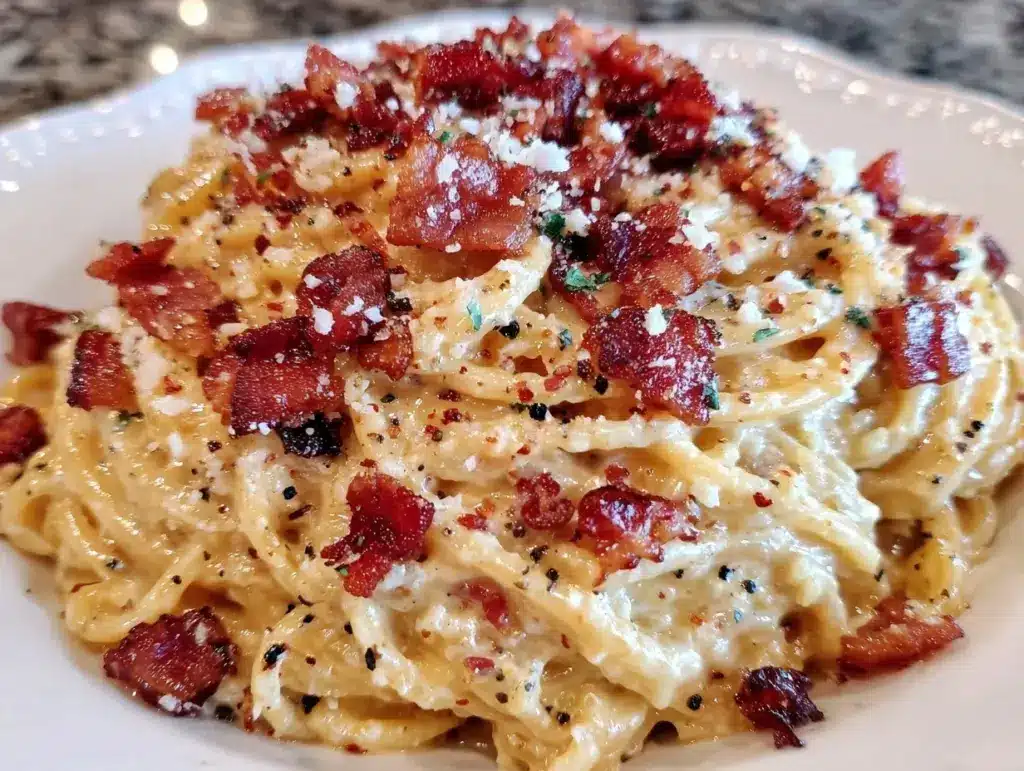 creamy classic pasta carbonara - featured image