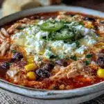 creamy crockpot chicken taco soup - featured image