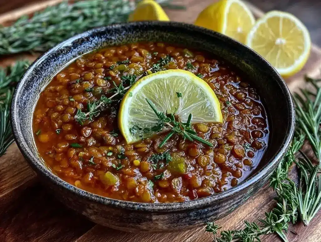 creamy french lentil soup - featured image