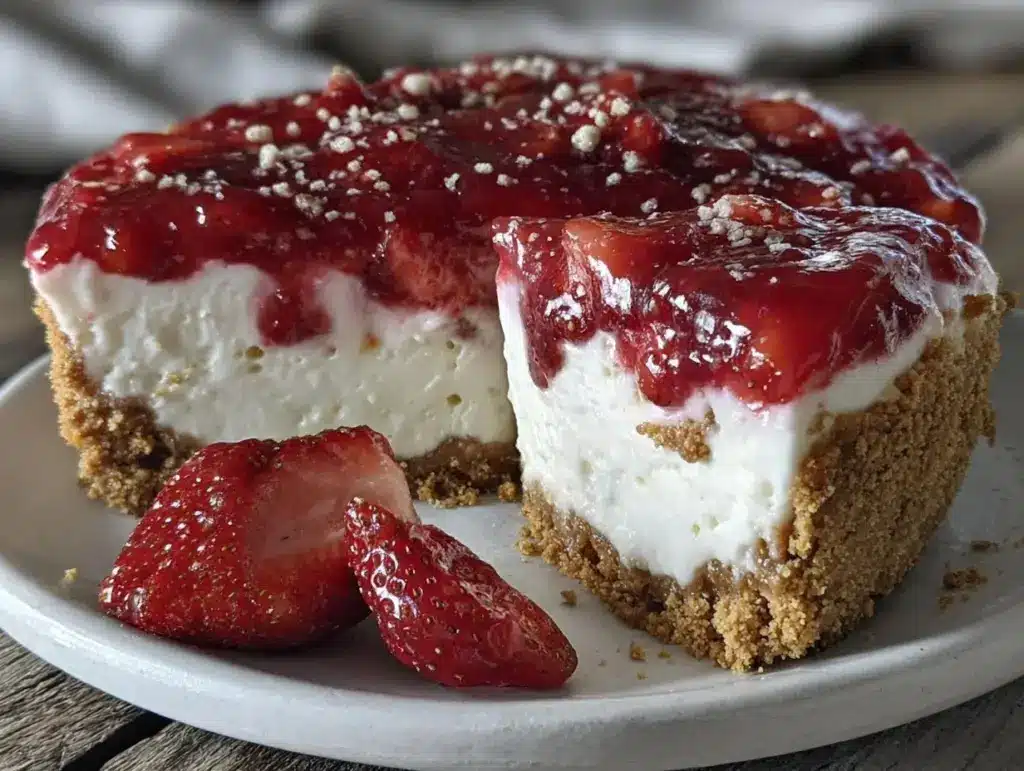 creamy no-bake strawberry jello pie - featured image