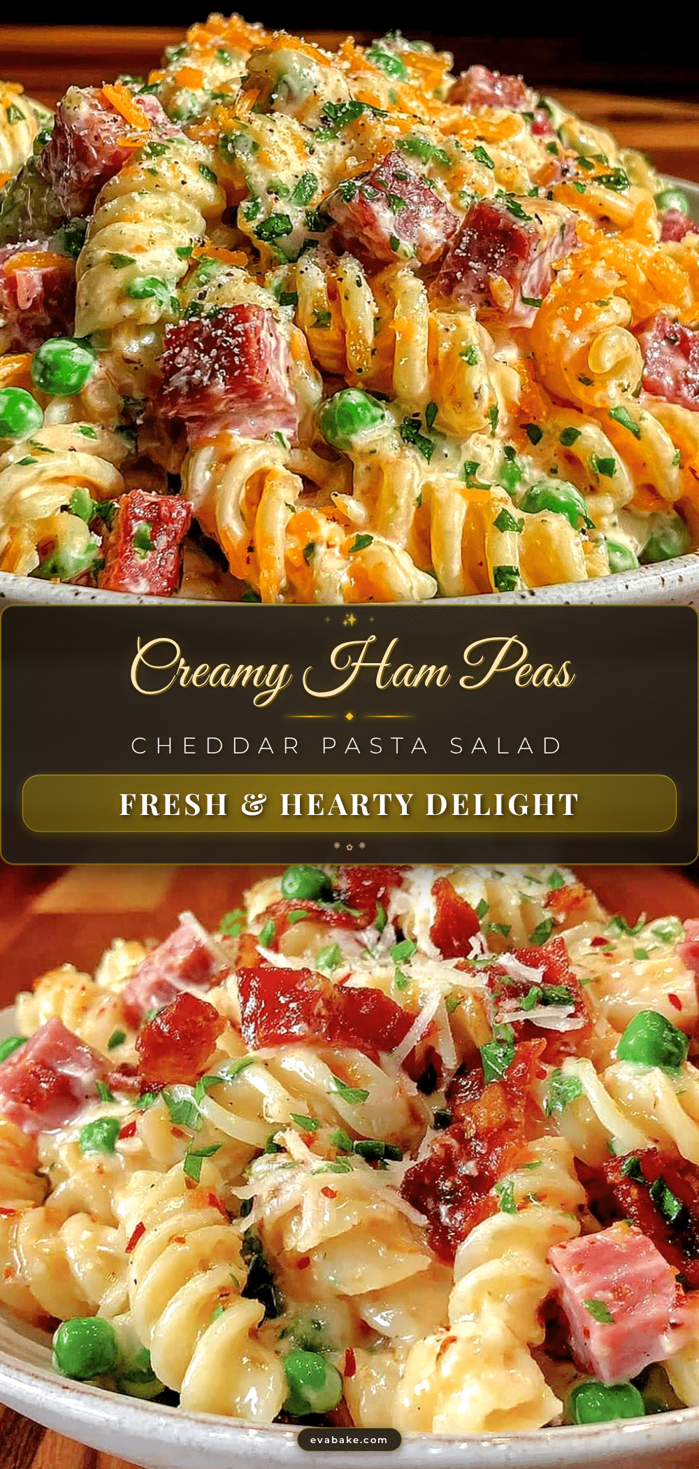 creamy pasta salad with ham peas cheddar recipe