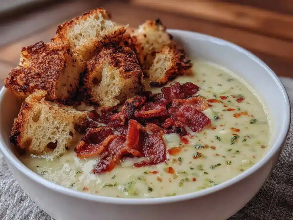 creamy potato leek soup - featured image