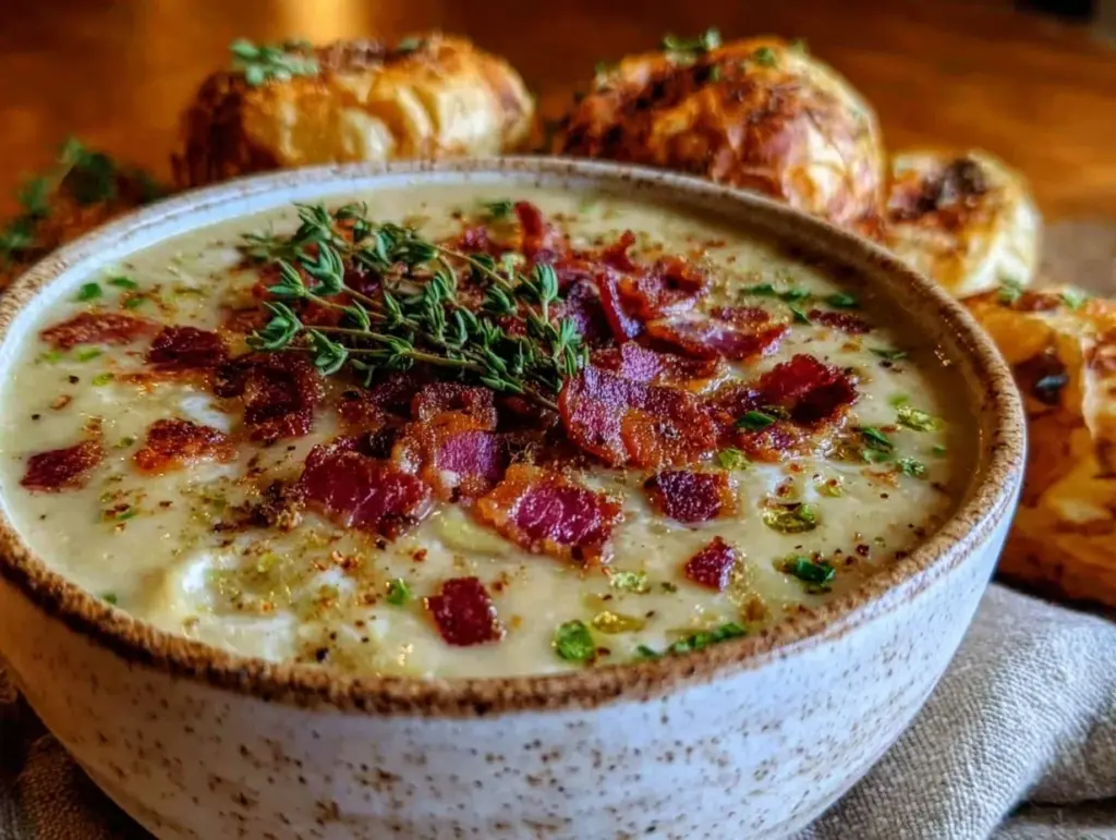 creamy roasted potato and leek soup - featured image