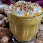 creamy spiced ginger turmeric golden milk latte - featured image