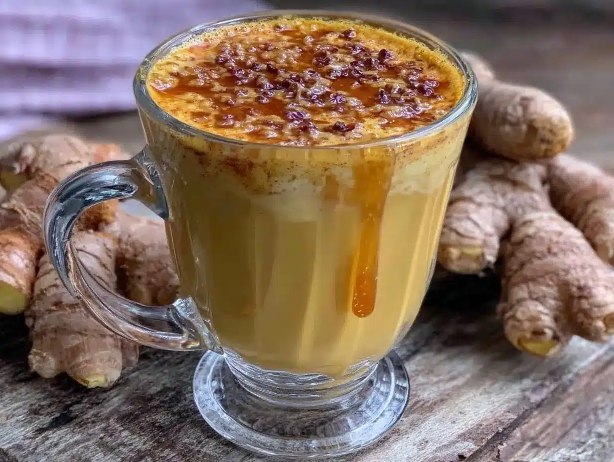 creamy spiced ginger turmeric golden milk latte preparation steps