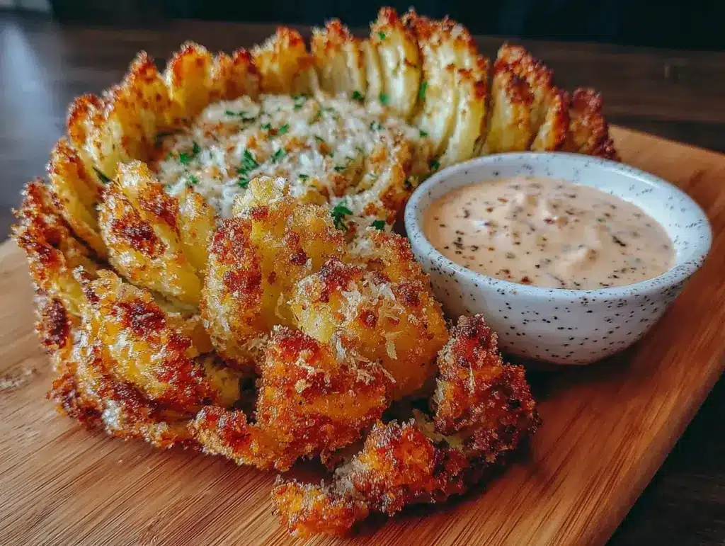 crispy air fryer blooming onion - featured image