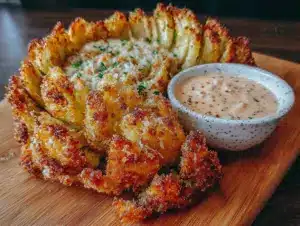 crispy air fryer blooming onion - featured image