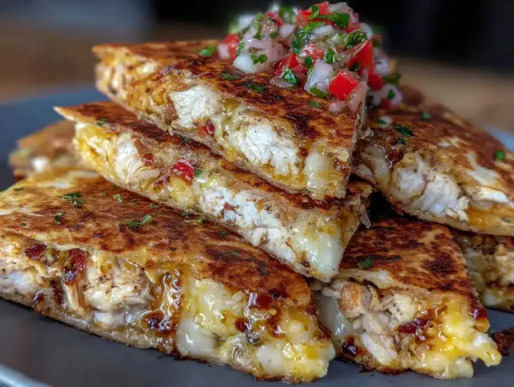 crispy air fryer chicken quesadillas - featured image