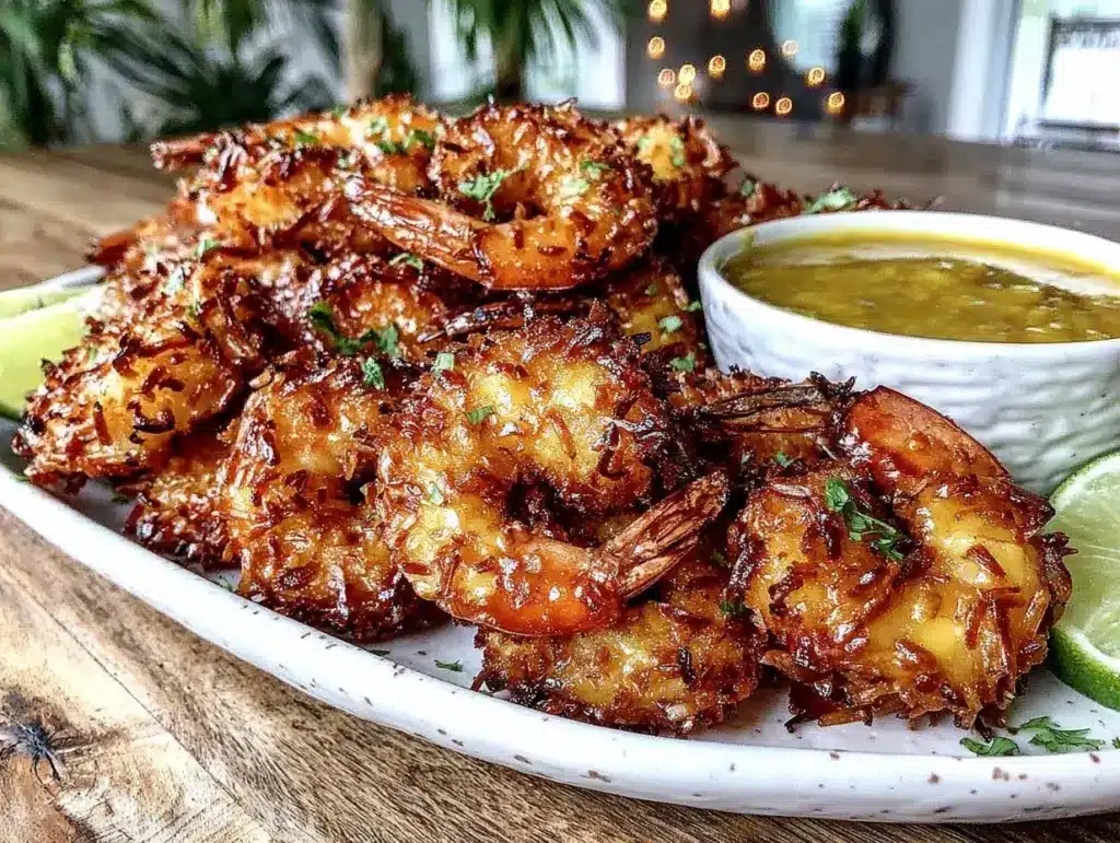 crispy air fryer coconut shrimp - featured image