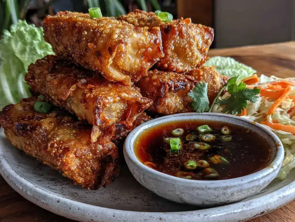 crispy air fryer egg rolls - featured image