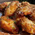 crispy air fryer garlic parmesan chicken wings - featured image