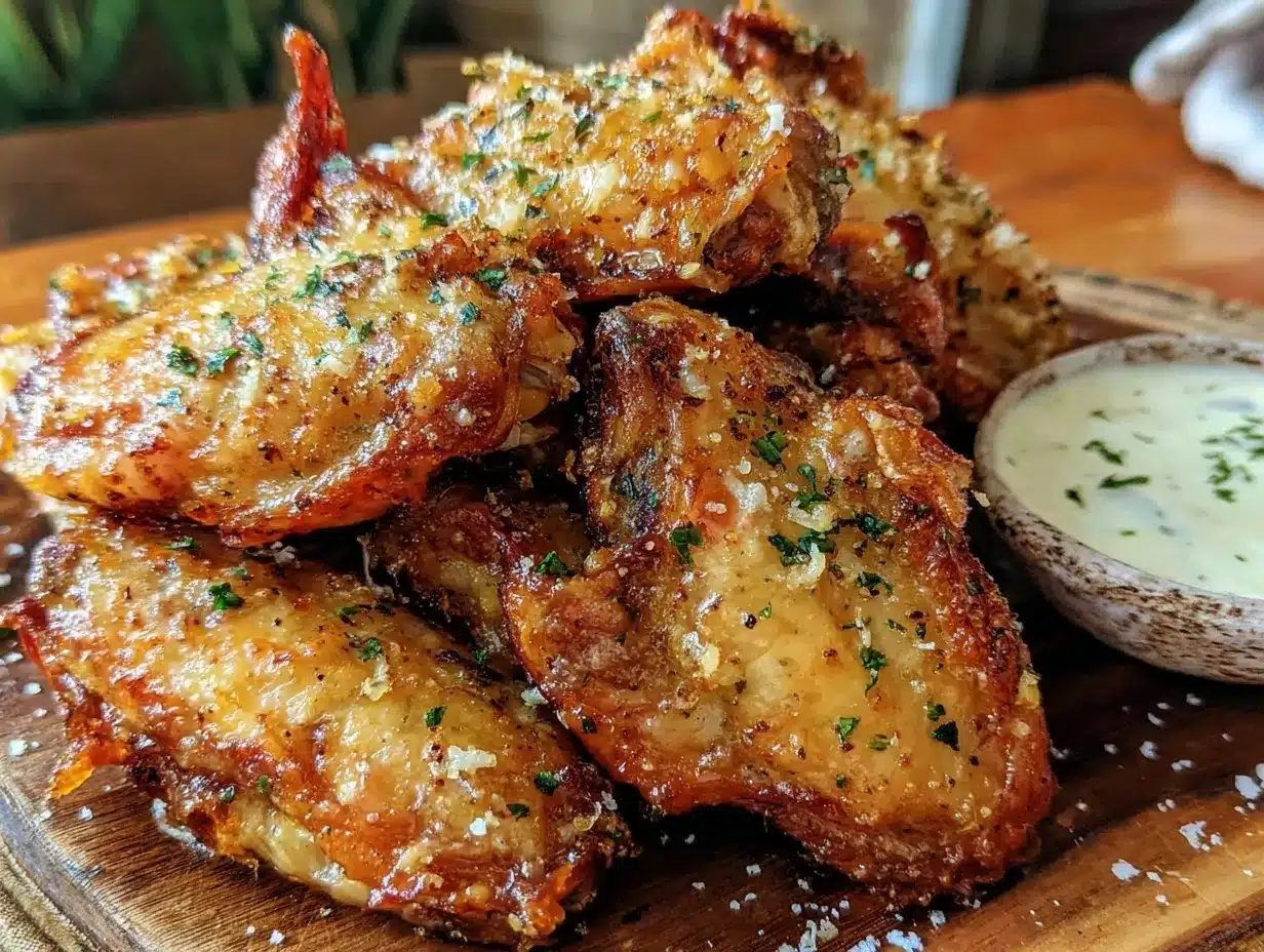 crispy air fryer garlic parmesan chicken wings preparation steps
