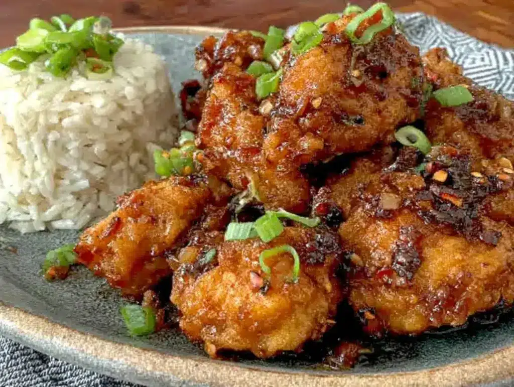 crispy air fryer general tso chicken - featured image
