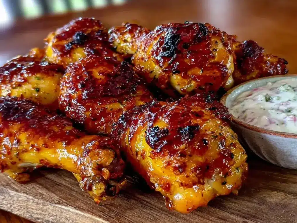 crispy air fryer hot honey chicken drumsticks - featured image