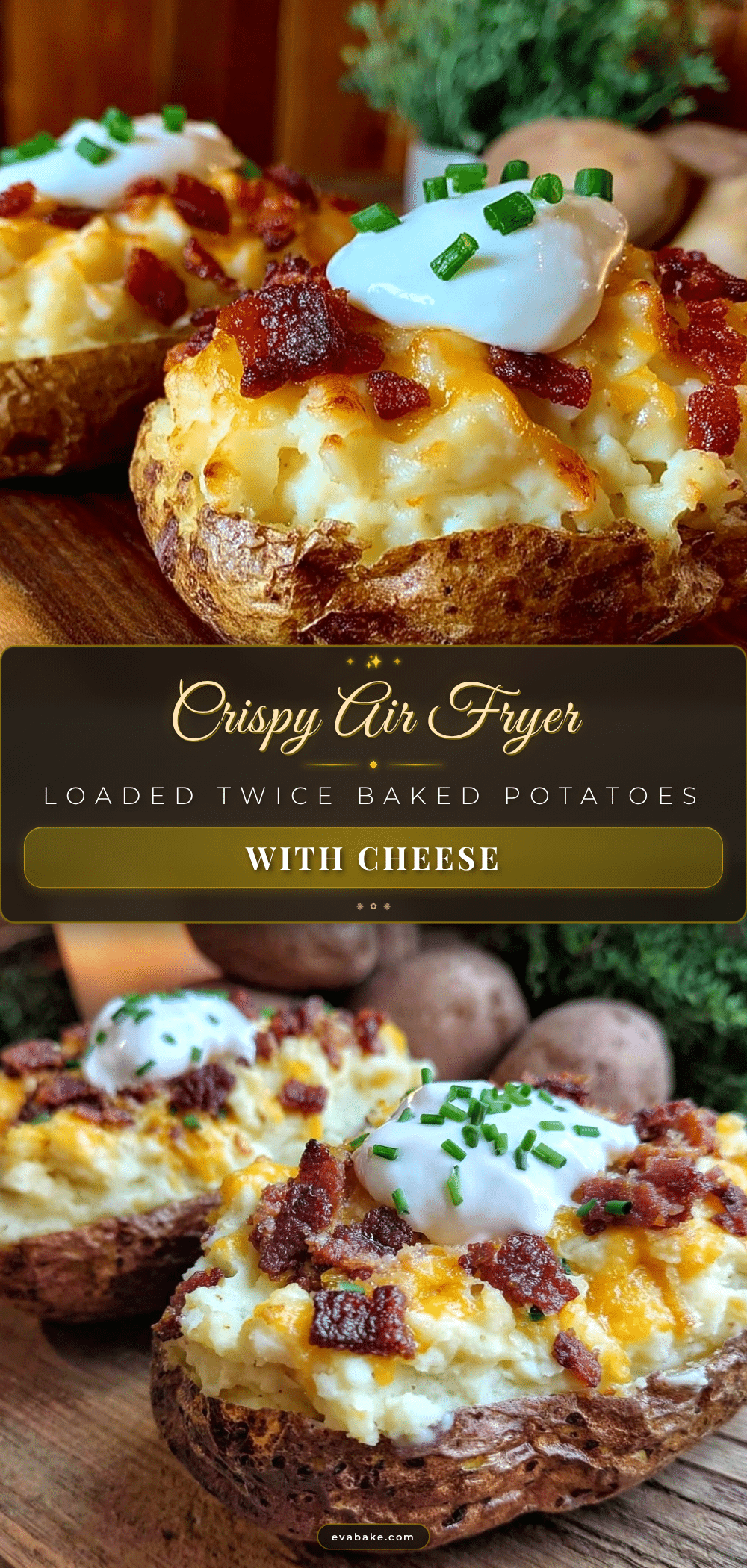 crispy air fryer loaded twice baked potatoes recipe