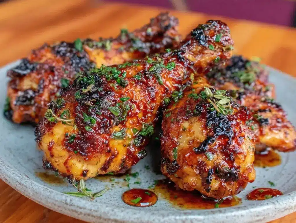 crispy oven baked honey garlic chicken legs - featured image