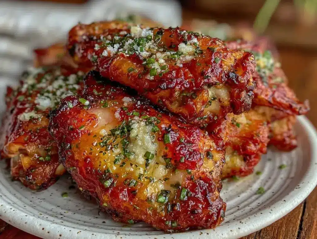 crispy sheet pan garlic parmesan chicken wings - featured image