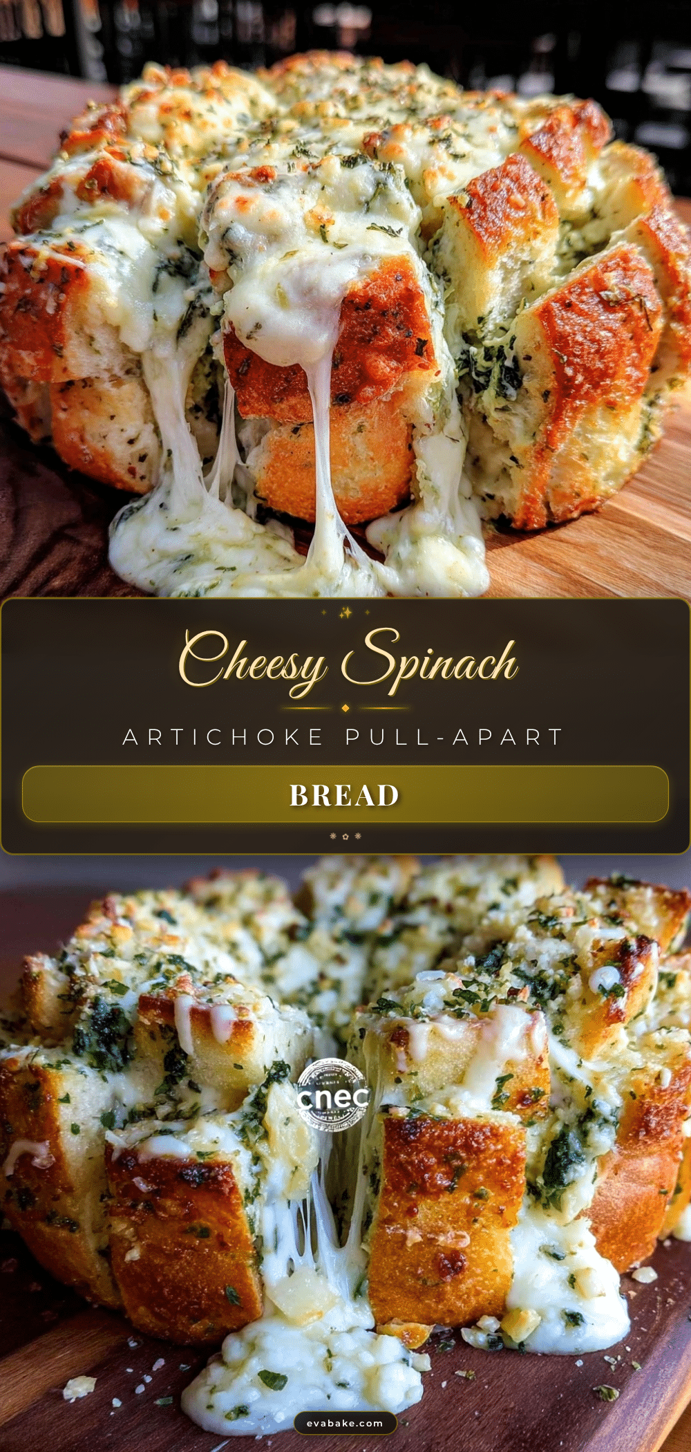 crispy spinach and artichoke dip pull-apart bread recipe