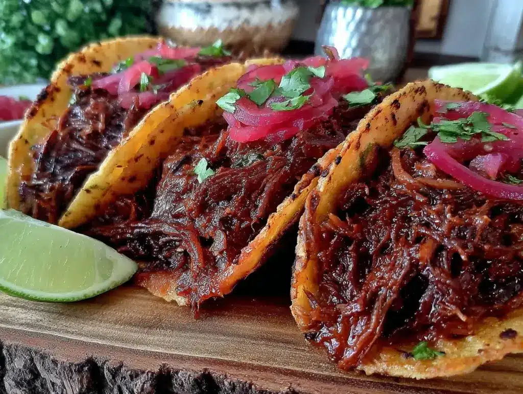 crockpot beef barbacoa tacos - featured image