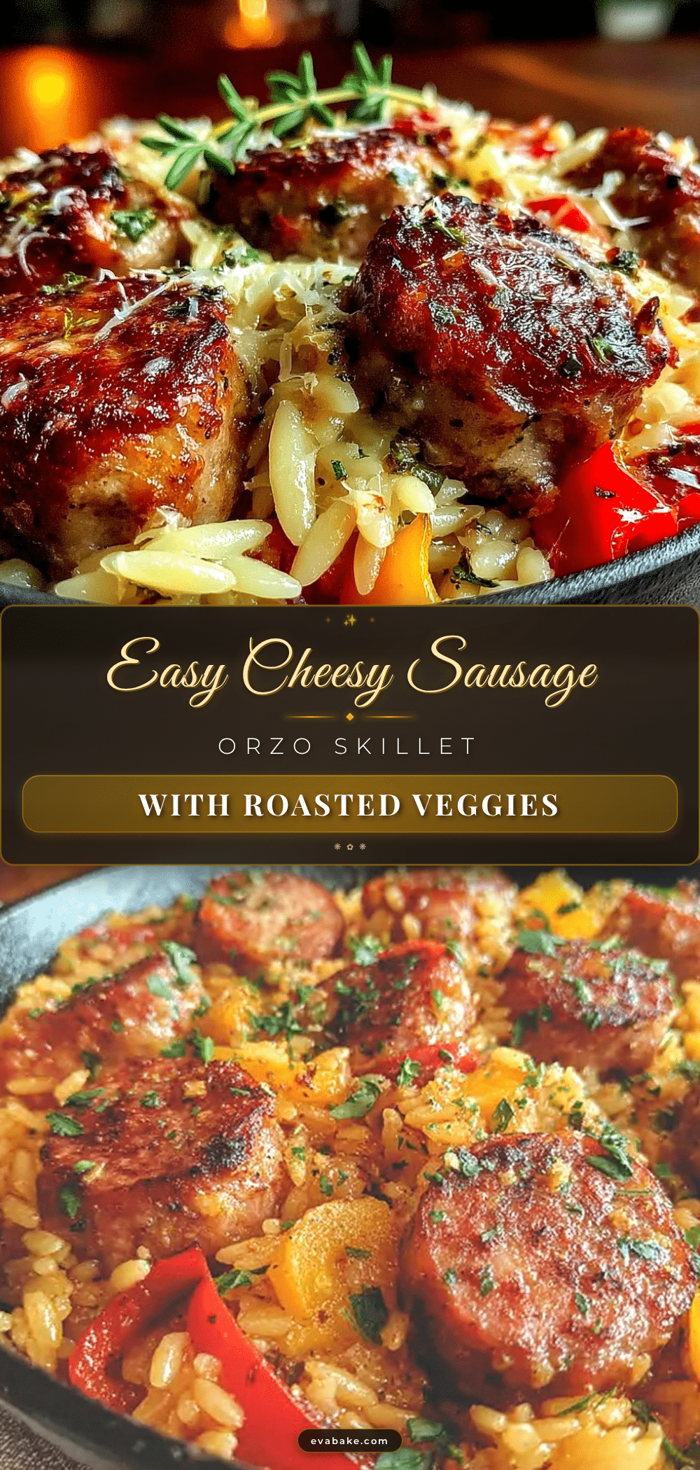 easy cheesy sausage and orzo skillet recipe
