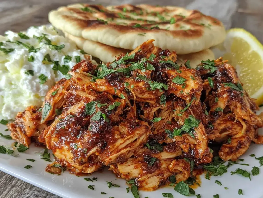 easy crockpot chicken shawarma - featured image