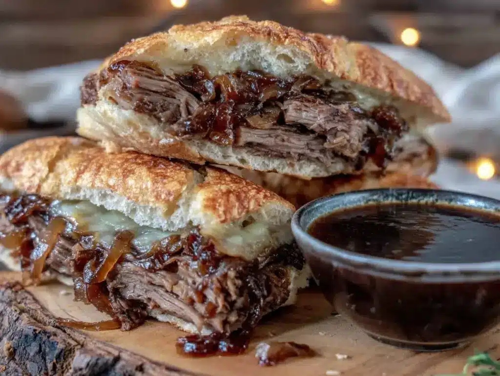 French Dip Crockpot Sandwiches - featured image