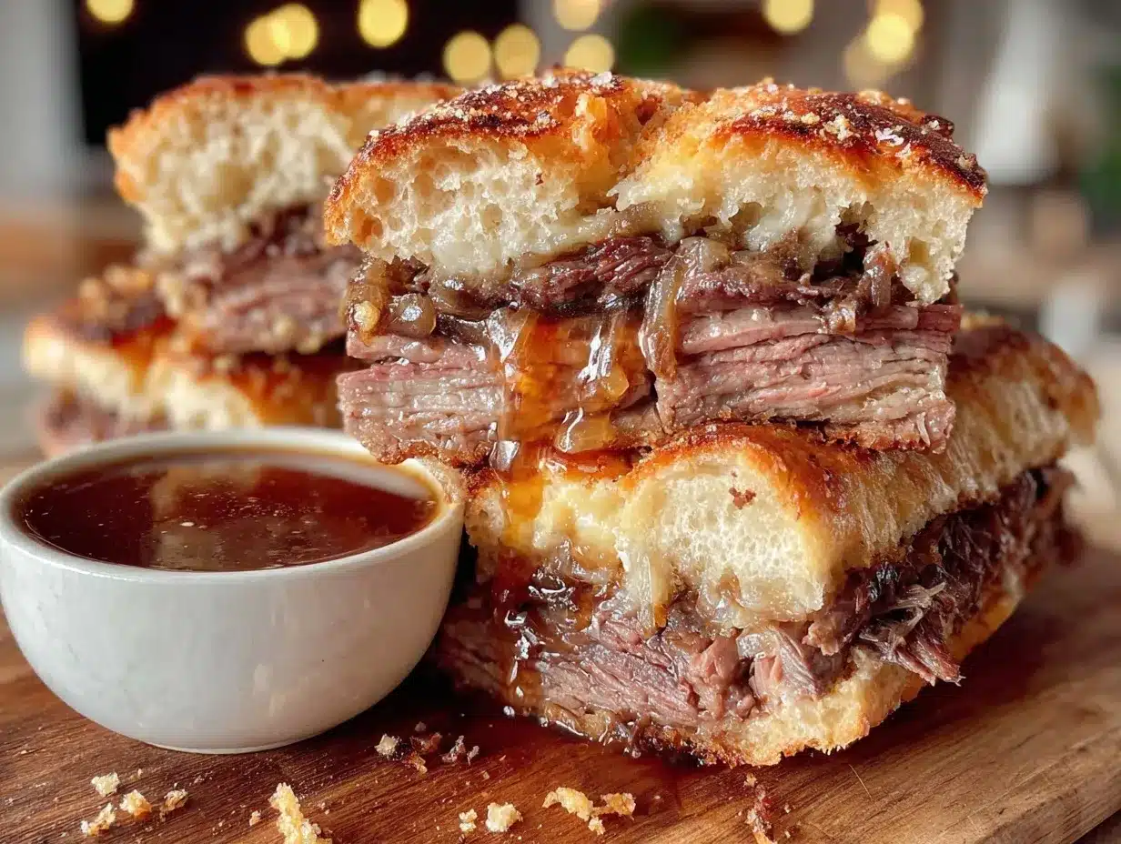 French Dip Crockpot Sandwiches preparation steps