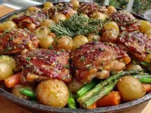 one-pan lemon herb roasted chicken - featured image