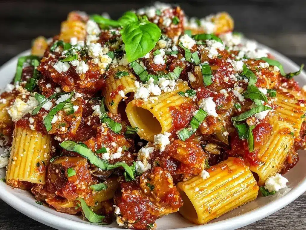 rigatoni alla norma recipe - featured image