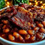 savory crockpot baked beans with bacon - featured image