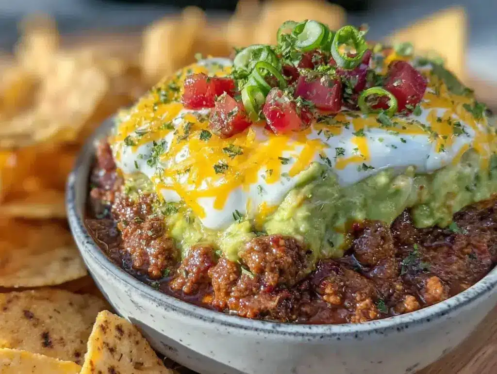 savory layered game day dip - featured image