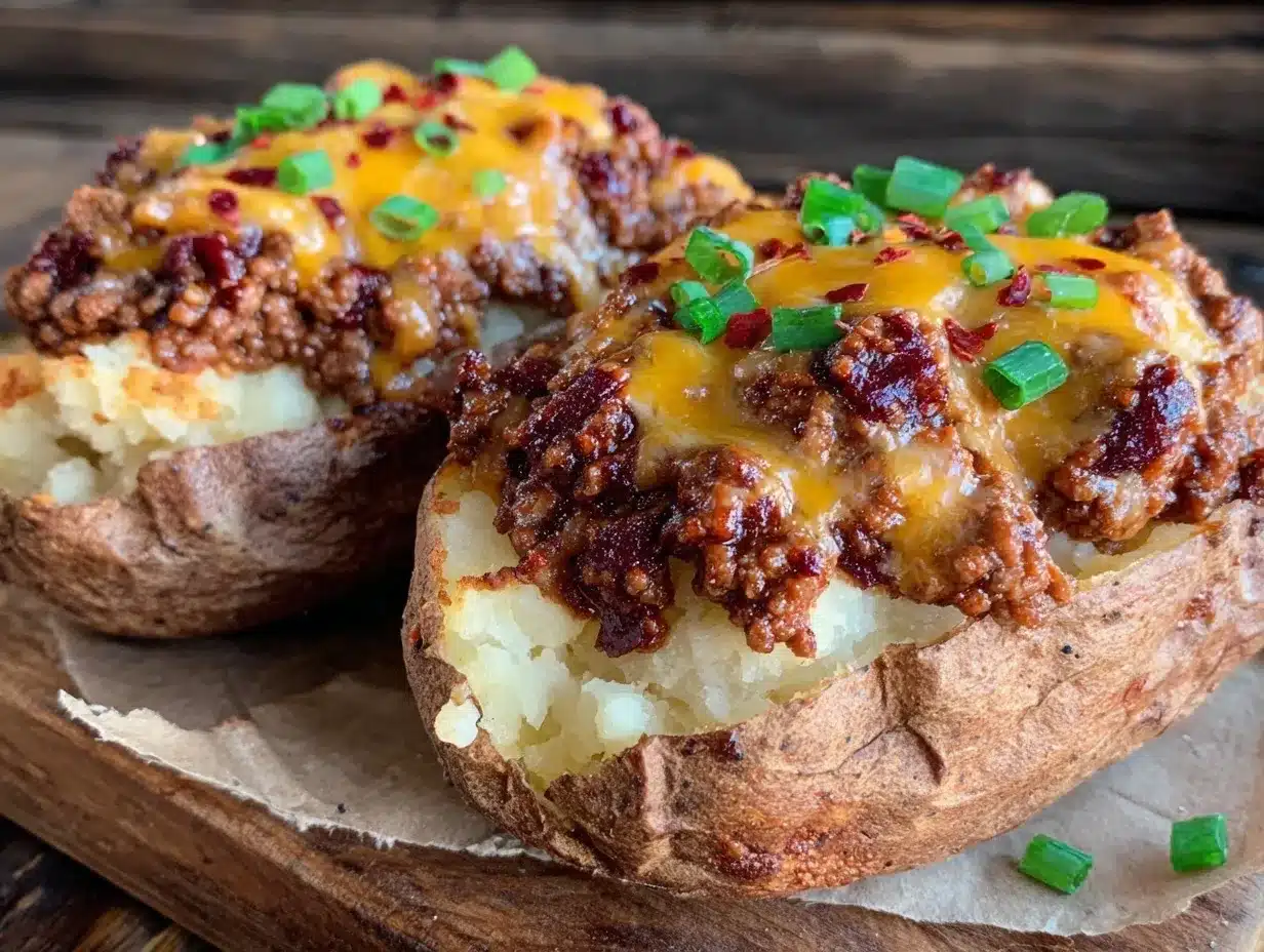 sloppy joe baked potato boats preparation steps