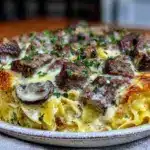 slow cooker beef and noodle casserole - featured image